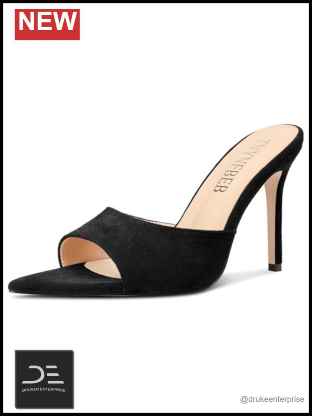 Stiletto High Heel Open Toe Sandals Slingback Slip-on Prom Party Mules 3.9"